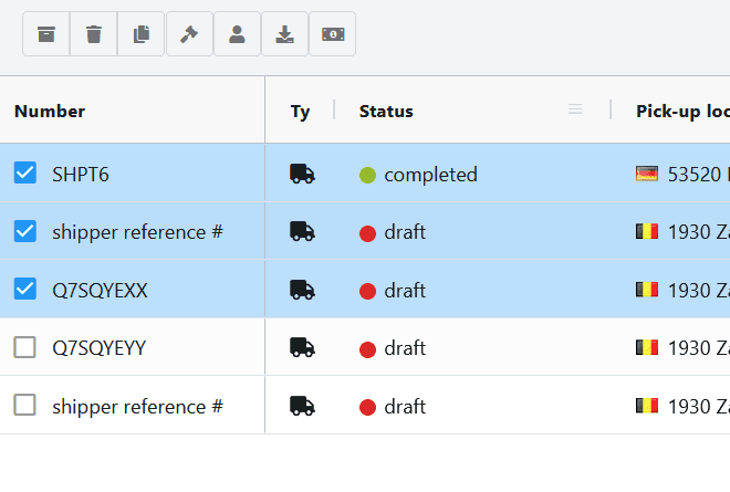 Grouped download document in shipment overview